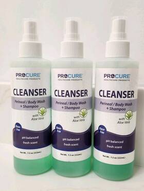 Pcw31 Procure Lot Of 3 - Perineal/body Wash Shampoo Cleanser With Aloe Vera Rinse Free