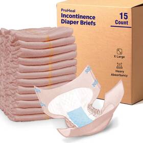 Proheal 810068986853 Adult Diapers Incontinence Briefsx Large 15 Pack - Overnight Heavy Absorbency