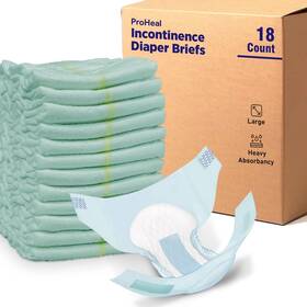 Proheal 810068987096 Large Adult Incontinence Briefs 18 Count Discreet Heavy Absorbency Polyme