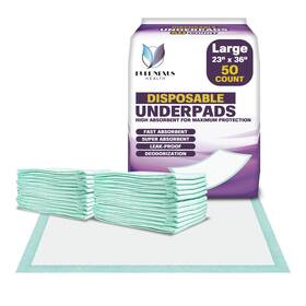 Purenexus Health 711472630027 Disposable Underpads 23 Inch X 36 50-count Incontinence Pads Chux Bed Covers