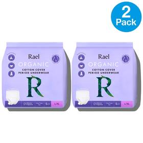Rael 810027133069 Organic Cotton Period Underwear L/xl 5 Ct 2 Pack New