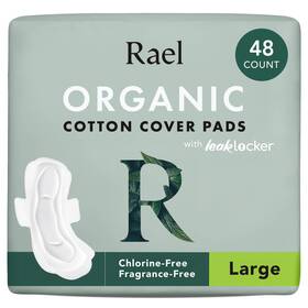 Rael-lg-04-v Rael Pads For Women Organic 48 Count Pack Of 1 White With Pink Trim
