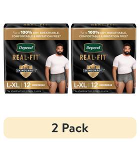 105542700 Real Fit 2 Pack Depend Incontinence Underwear For Men Adult Diapers L/xl Grey 12