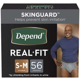 Real Fit 972670554612 Depend Incontinence Underwear For Men Maximum S/m Grey 56ct