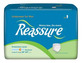 Reassure 072540000215 Underwear For Men L/xl 38 Inch -64 Waist 18 Ct