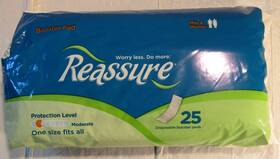 Reassure 072540001311 Booster Pads 25 Ct. Moderate Protection Fits Men/women