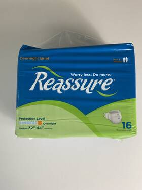 Reassure 672540021304 Incontinence Overnight Pullups Briefs Sz. Medium 16 Pairs