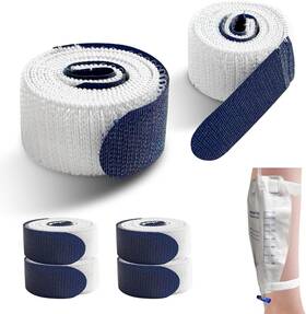 Rev-023 Reevnnmer 4 Packs Blue Leg Bag Straps With Soft Elastic Fabric And Silicone Grips For Urin
