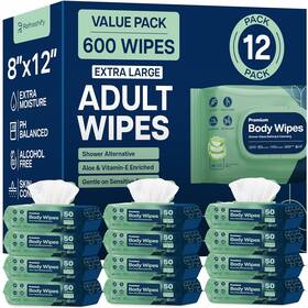 Refreshify 744759321992 Adult Wipes Extra Large - Shower Body For Adults 8 Inch X 12 600 Count