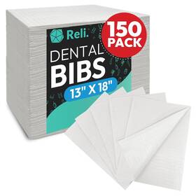 Reli 445046158156 White Dental Bibs 150 Pack 13 Inch X18 Disposable For Patients Den