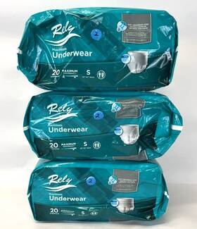 Rely 090891947966 60 Ct 3 Packs Briefs Maximum Underwear Size Small 20 Inch To 34 Waist