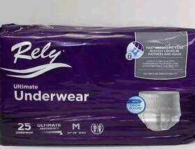 Rely 090891947973 Ultimate Absorbent Underwear With Odor Guard Size Medium M 34 Inch To 46 25 Ct