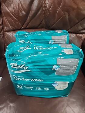 Rely 090891953028 Absorbent Underwear Size Xl 58 Inch -68 Waist New 2 Packs