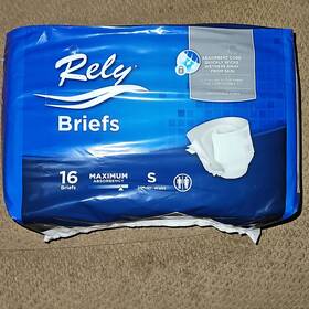 Rlyasb100 Rely Maximum Absorbency Briefs Small White Cloth-like 16 Count