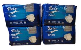 Rlyasb110 Rely Lot Of 4 Maximum Absorbency Medium Size Unisex Briefs 16 Pack - 32 Inch To 44 Rlyasb110 Rely Lot Of 4 Maximum Absorbency Medium Size Unisex Briefs 16 Pack - 32 Inch To 44