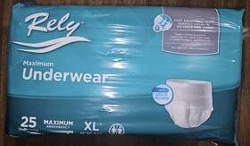 Rlyasp130 Rely Lot 6 Packs Unisex Maximum Absorbency Underwear Size Xl 150 Total Count Rlyasp130 Rely Lot 6 Packs Unisex Maximum Absorbency Underwear Size Xl 150 Total Count
