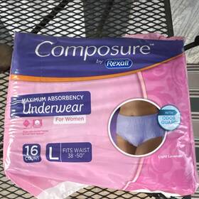 Prx36428aa Rexall Composure Maximum Absorbency Underwear Women Large Lavender 16 Odor Guard