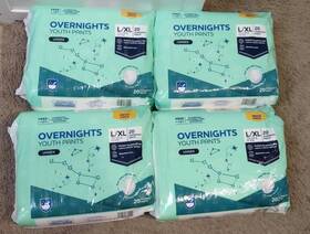 Rite Aid 011822380140 Lot Of 4- 20 Ct Overnight Youth Absorbent Pants Lg / Xl 70-125 Lbs