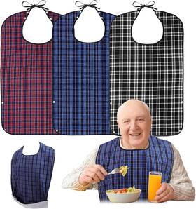 P723314057712 Roylvan Adult Bibs 3 Pcs Washable Clothing Protector With Crumb Catcher Reu
