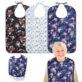 P723314079660 Roylvan Adult Bibs 3 Pcs Washable Clothing Protector Blue And White Black