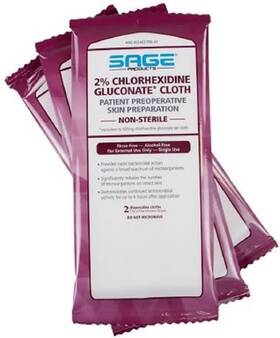 9707 Sage 2% Chlorhexidine Gluconate Chg Cloths - Each 1 Package Of 3