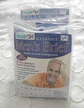 Bm00l Salk Company Healthdri Mens Moderate Briefs Large Washable 5 Packs