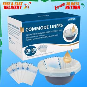 Clap100 Sameky Commode Liners With Absorbent Pads 100 Pack Bedside Portable Toilet Chair Bucket