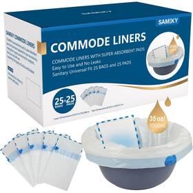 Sk-02-2525 Sameky 25 Pack Commode Liners With Absorbent Pads Count Bedside An