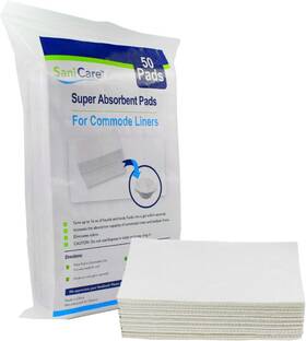 Sanicare 445057529594 Super Absorbent Pads For Commode Liners Pack Of 50 Medical Grade Use In