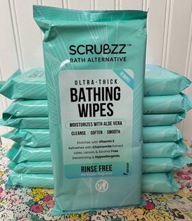 Scrubzz 860001235333 8 Packs 80 Ultra Thick Bathing Wipes Rinse Free Bath Alternative