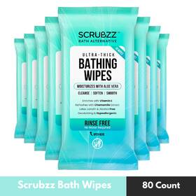 Scrubzz 860001235357 Extra Large Adult Bathing Shower Wipes - Disposable Body 10 Count 80