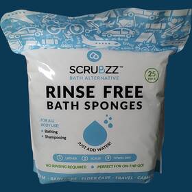 Wscl0001 Scrubzz Disposable Rinse Free Bathing Sponges - 25 Pack For Baby Gym Travel