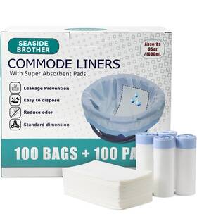 Seaside Brother 717352421406 Commode Liners With Absorbent Pads 100 Pcs Bedside And Pc