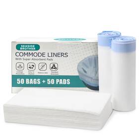 Seaside Brother 717352421413 Commode Liners With Absorbent Pads 50 Pcs Bedside And