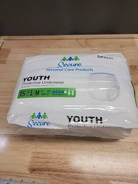 Secure 850052093334 New 60-count Youth Protective Bladder Control Underwear S/m