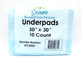 Sp13050 Secure Personal Care 30x30in Disposable Underpads Heavy 10 Count