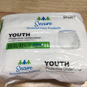 Sp2301 Secure New 60 Count Youth Protective Bladder Control Underwear L/xl