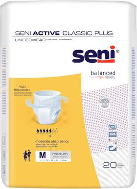 Seni 696396334494 Active Classic Plus Disposable Underwear Pull On With Tear Away Seams 20 Ct
