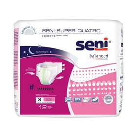 S-sm12-bq1 Seni Super Quatro Unisex Adult Incontinence Briefs With Tabs Size Small 22 Inch