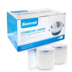 Senvok 608571453302 Commode Liners With Highly Absorbent Pads - Pack Of 60 Medical Grade Leak