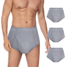 Plsjm04-gr1-xl-p3 Shieldease Washable Incontinence Underwear For Men - Cotton Urinary Leakproof Briefs Wit