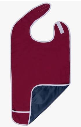 Rjc20 Shorewood Medical Adult Bib Washable Waterproof Clothing Protector With Crumb Catcher Maroon New
