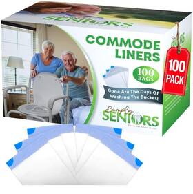 Simply Seniors 636836358536 Commode Liners - 100 Strong Portable Toilet Bags Easy To Use Bedside Commod