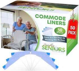 Simply Seniors 744110081893 Commode Liners - 50 Strong Portable Toilet Bags Easy To Use Bedside Li