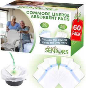 Simply Seniors 744110948370 Commode Liners With Absorbent Pads - 60 Bedside And Portable