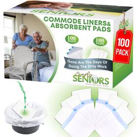 Ze-17a3-al6t Simply Seniors Commode Liners With Absorbent Pads - 100 Bedside And Port