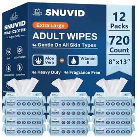 Snuvid 445042588506 Adult Wipes For Elderly - 8 Inch X13 Extra Large And Soft Wet Adults Bathing