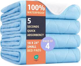 Sl-mp-24003-s-be Soft And Lofty 4 Pack Washable Underpads Waterproof Reusable Bed Pads For Adults Kids Pets