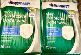 Soundbody 086679406244 2 Pk.soundbody Mens Protective Underwear S/m Waist 28 Inch -40 20 Ct. Pull On And Off
