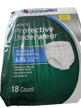 Soundbody 086679406251 Mens Adult Incontinence Underwear Disposible Diapers Large Xl 18 Count New